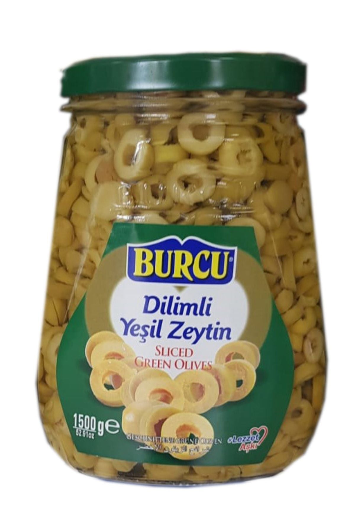 1500 gram burcu dilimli yeşil zeytin