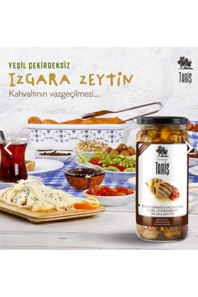 tariş yeşil çekirdeksiz ızgara zeytin 485 gram
