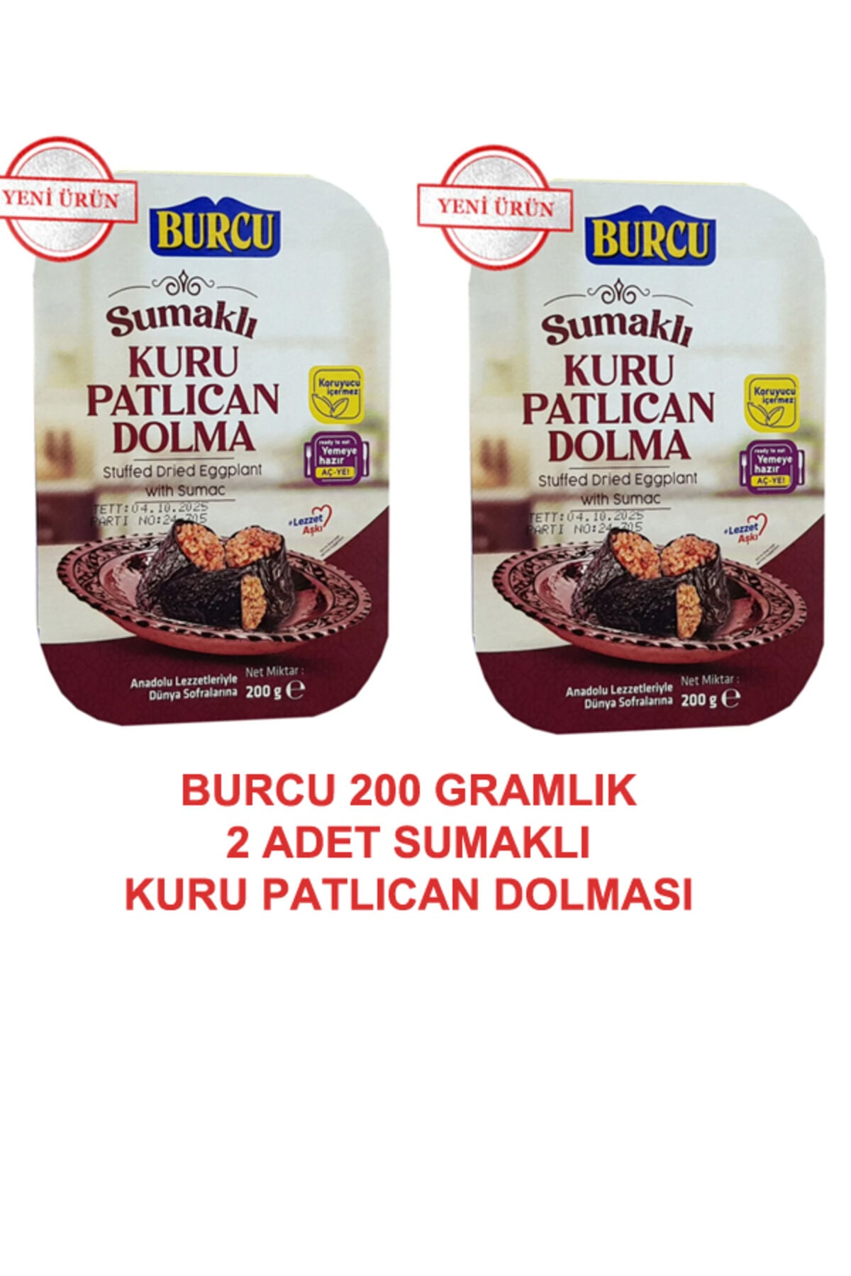 kurutulmuş patlıcan dolması 200 gramlık 2 paket