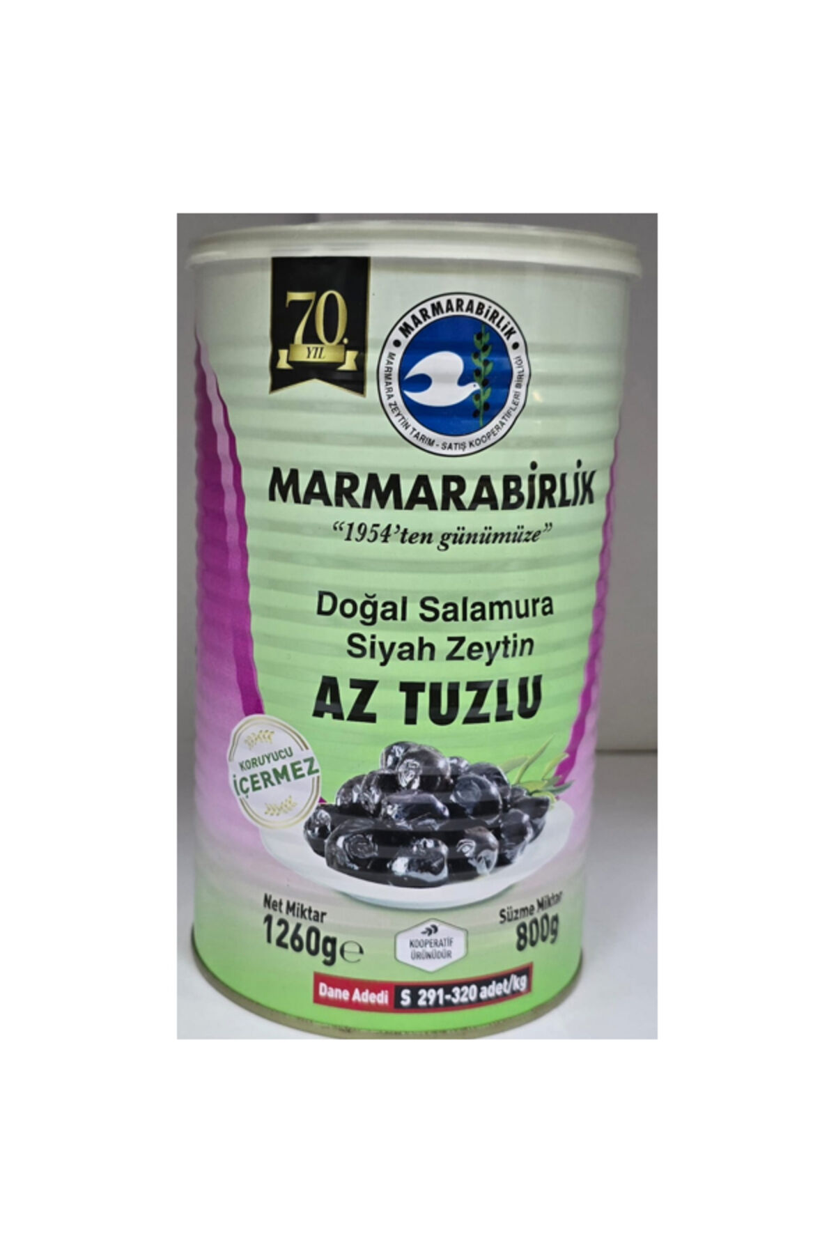doğal salamura az tuzlu siyah zeytin 1260 gram