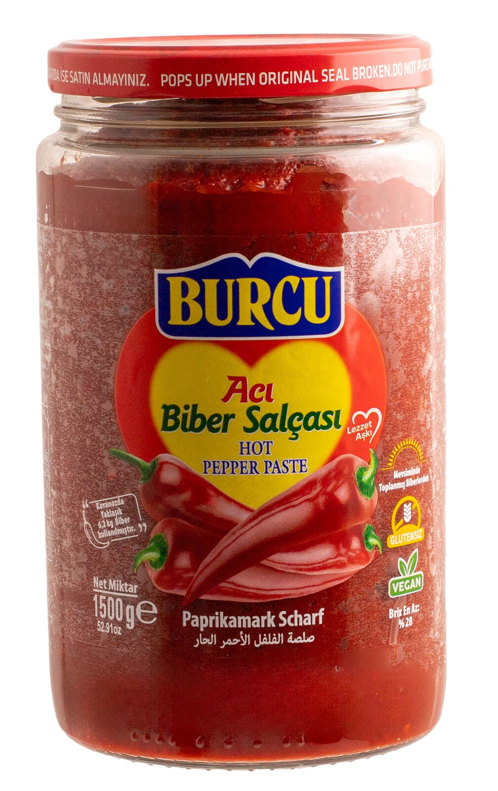 1500 g Burcu Acı Biber Salçası (28 Brix)
