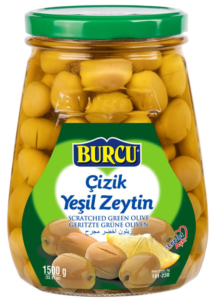 1500 g Çizik Yeşil Zeytin (181-230)
