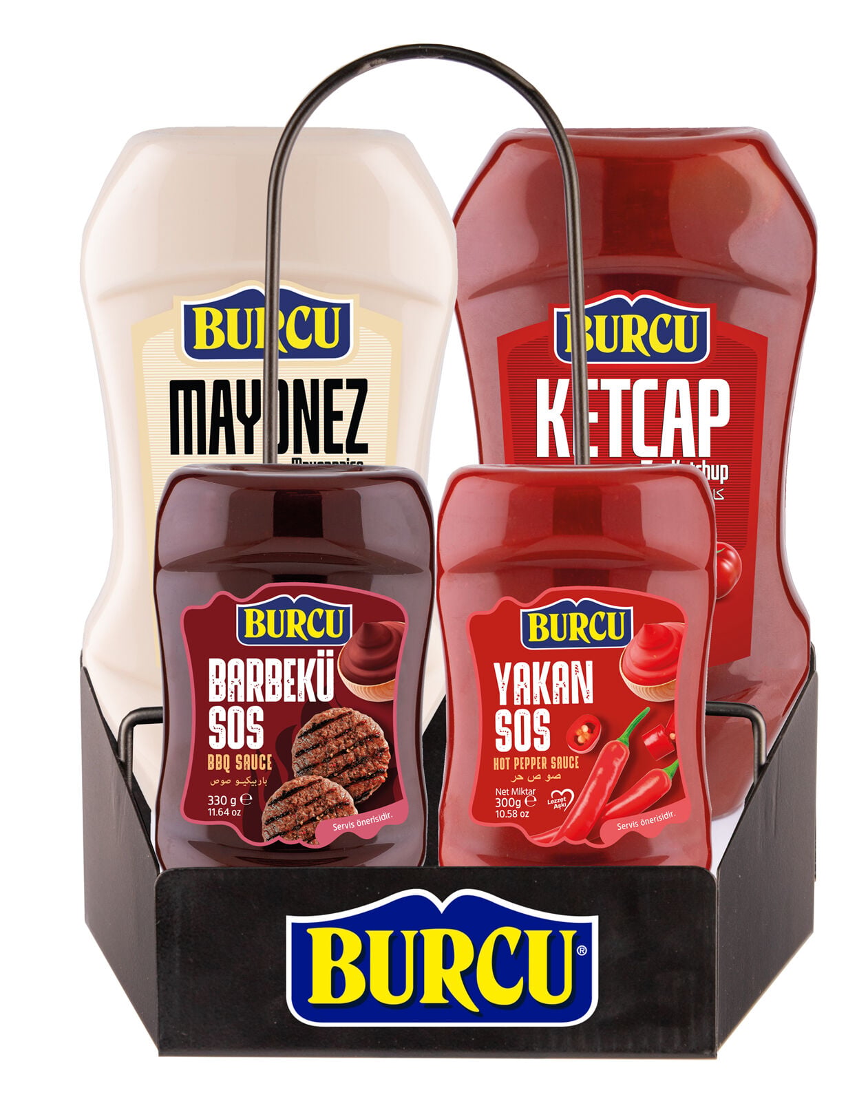 Burcu 4′ Lü Metal Sos Seti (330 g Barbekü Sos, 300 g Yakan Sos)