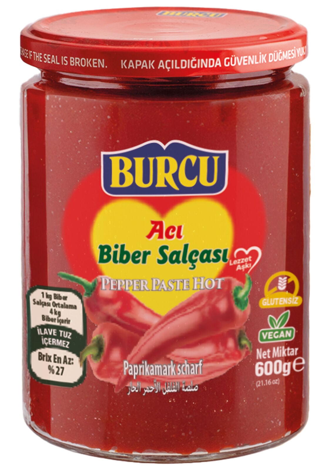 600 g Burcu Acı Biber Salçası (27 Brix)
