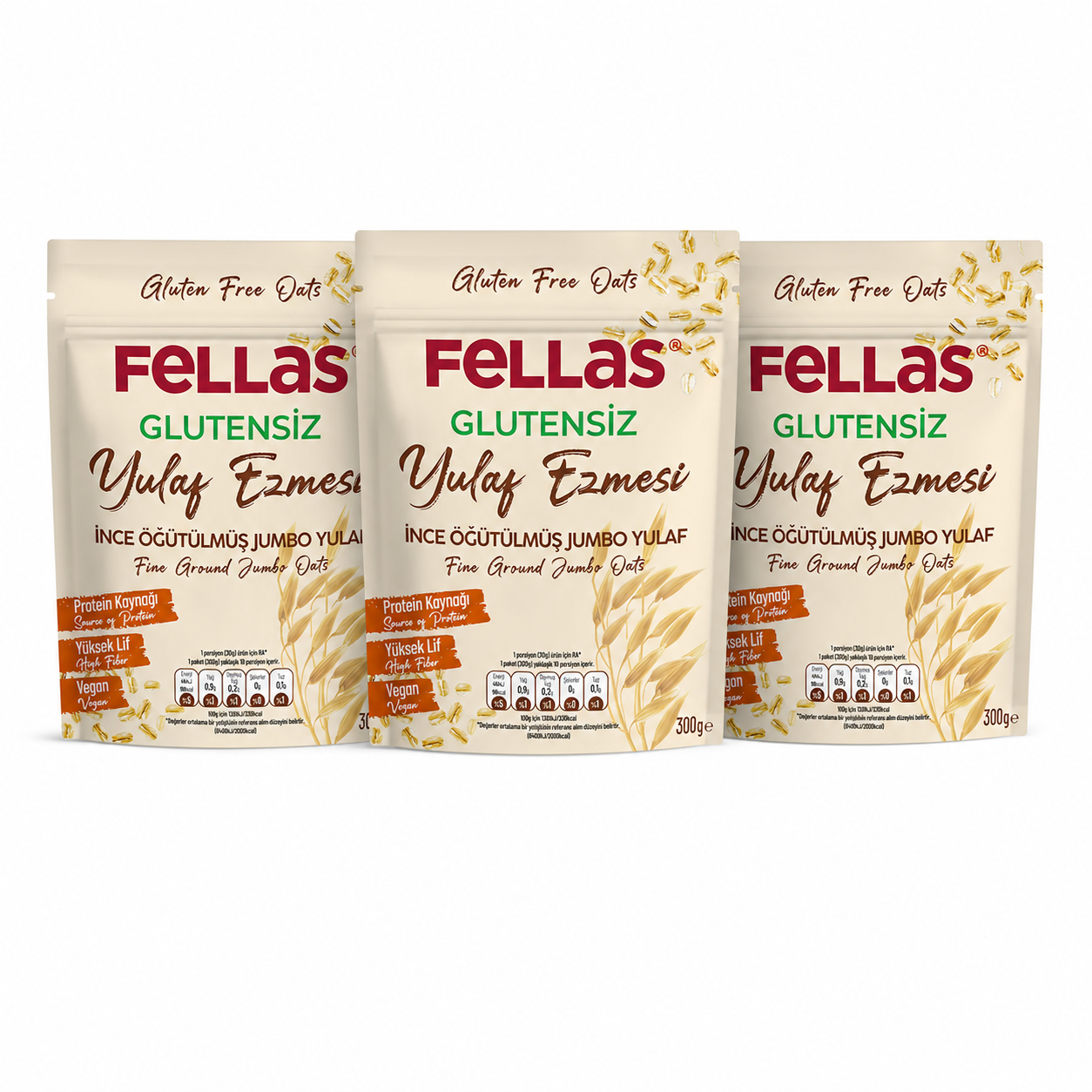 Fellas Glutensiz Yulaf Ezmesi 300 g 3'lü Paket
